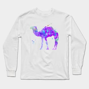 Purple Camel Watercolor Painting Long Sleeve T-Shirt